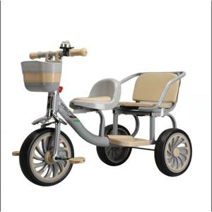 Tricycle pour bébé avec siège arrière pour jumeaux, frères et sœurs, jeu en commun, guidon réglable en hauteur, cloche de style boussole, plastique - Product Image 4