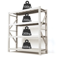 Étagères en acier de moyenne capacité, 200 kg/étagère, empilables, sans boulons, installation facile, revêtement en poudre antirouille, certifiées CE, rayonnage de stockage