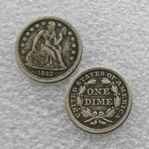 1842-1859 Koin 1 Dime Amerika Serikat "Seated Liberty Dime" Gaya Antik, Koin Peringatan, Hadiah, Dekorasi Rumah - Product Image 1