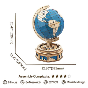 Robotime Rokr DIY Bois Artisanat Jouet ST002 Le <span class=keywords><strong>Globe</strong></span> Modèle <span class=keywords><strong>3D</strong></span> Puzzles En Bois Pour Adultes - Product Image 4