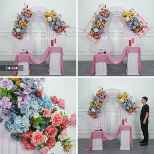 DKB Wholesale Wedding Roll up silk <b>artificial</b> Flower Wall Backdrop Floral Arch for birthday party decor - Product Image 3