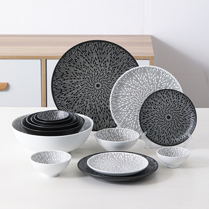 Dehua — ensemble d'assiettes de table rondes en céramique, vaisselle de pluie, <span class=keywords><strong>service</strong></span> de vaisselle en <span class=keywords><strong>porcelaine</strong></span> noire ou blanche, bol à soupe à salade morde - Product Image 6