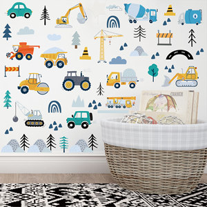 Milieubescherming Gezondheid Vinyl Zelfklevende Boho-Stijl Voertuigen Baby Slaapkamer Decoratie Cartoon Print Muursticker - Product Image 5