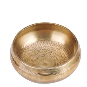 Large Bronze Singing Bowl Custom Printed Religious Style Religious Souvenir for Yoga Meditation Hammered Lasered Polished Finish