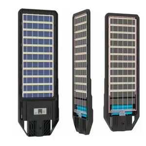 Lampadaire solaire 100W 200W 300W 400W intégré double face monocristallin panneau solaire capteur de mouvement étanche ultra-mince