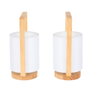 Lampade da tavolo cilindriche con struttura in legno e accenti decorativi per camera da letto e soggiorno, decorazioni per la casa - Product Image 4