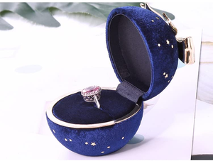 Customized High-End Starry Sky Korean Velvet Christmas <b>Ring</b> <b>Box</b> Square Pattern Circular Pendant Necklace Jewelry Packaging - Product Image 4