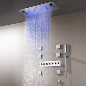 Musica lussuosa grande termostatico 64 colori LED sistema doccia a pioggia Set di rubinetti doccia a sei funzioni - Product Image 2