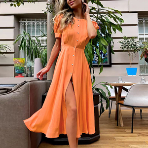 <span class=keywords><strong>Vestido</strong></span> Midi con Mangas Abullonadas y Cinturón en <span class=keywords><strong>Color</strong></span> <span class=keywords><strong>Magenta</strong></span> al por Mayor - <span class=keywords><strong>Vestido</strong></span> <span class=keywords><strong>de</strong></span> Fiesta <span class=keywords><strong>de</strong></span> Verano con Abertura Lateral y Botones <span class=keywords><strong>de</strong></span> Perla que Realza la Figura, Envío Rápido - Product Image 1