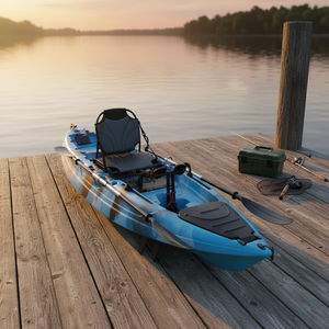 Kayak <span class=keywords><strong>solo</strong></span> à pédales de 9,3 pieds, siège <span class=keywords><strong>solo</strong></span>, kayak <span class=keywords><strong>solo</strong></span> pour 1 personne, siège sur le dessus, plastique HDPE, aileron, kayak de pêche pour océan, lac, rivières, canoë simple - Product Image 3