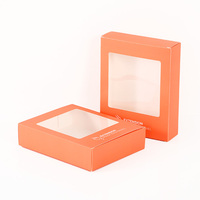 Boîte cadeau rigide en carton ondulé avec fenêtre orange, impression de logo personnalisée via impression offset, revêtement UV pour utilisation en supermarché et en exposition