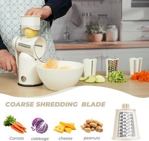 Mandoline manuelle multifonction en plastique à 5 lames réglables pour noix, fromage, fruits et légumes, râpe rotative et hachoir - Product Image 2