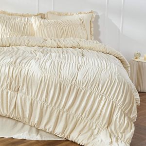 Ruched <strong>Comforter</strong> Queen Size Bed <strong>Set</strong> Boho Shabby Chic Bedding for Bedroom <strong>Comforter</strong> Fluffy 3 Piece Ruffle <strong>Comforter</strong> <strong>Set</strong> - Product Image 6