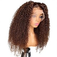 Perruque Lace Front Bouclée Brune en Fibre Haute Température, Cheveux Longs Ondulés pour Femmes