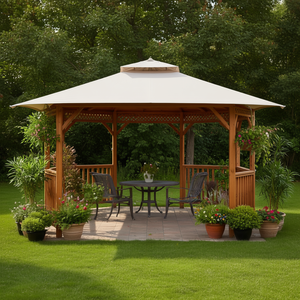 Auvent de remplacement pour gazebo 10 x 12 pieds beige avec aérations et trous de drainage, accessoire de mobilier d'extérieur - Product Image 2