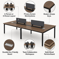 Poste de travail de bureau en panneau de particules mélaminé de 240 cm, cloison de séparation multi-personnes, style moderne et minimaliste, pour vente en gros