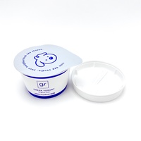 Paquet de yaourt blanc jetable de 125 ml 4 oz contenant de pp avec le cachetage de papier d'aluminium et le couvercle transparent tasses de yaourt en plastique d'Iml