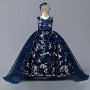 Jupe de princesse pour filles, style euro-américain, en satin floral <span class=keywords><strong>crochet</strong></span>é, pour fêtes formelles, anniversaires, spectacles, vêtements pour enfants - Product Image 5