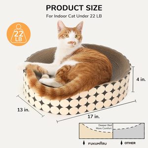 Lit de repos pour chat en carton écologique 2 en 1, grattoir ovale, durable, moderne, sans désordre - Product Image 4