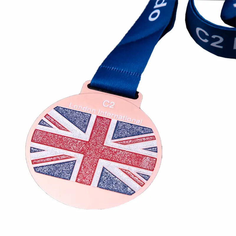 Benutzerdefinierte Metall Druckguss Frosted Matt Gold Medaille Lesen Award Britische Flagge Marathon Shiny medaille