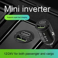 Mini 30W 2in1 chargeur de voiture PD Type C USB charge rapide adaptateur en alliage d'aluminium universel pour téléphones mobiles ordinateurs portables 12V-24V