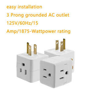 <span class=keywords><strong>3</strong></span> ổ cắm <span class=keywords><strong>3</strong></span> mặt 15A Đánh giá hiện tại 125V Đánh giá điện áp ba Cube nối đất Adapter tường ổ cắm - Product Image 2