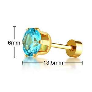 Multi Colors 18K Gold Plated Cubic Zircon Studs Earrings <strong>Stainless</strong> <strong>Steel</strong> <strong>Jewelry</strong> for Women - Product Image 3