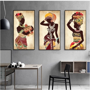 Arte <span class=keywords><strong>de</strong></span> Pared Étnico Africano Vintage, 3 Piezas, Impresiones en Lienzo <span class=keywords><strong>de</strong></span> Mujer Negra Pintadas <span class=keywords><strong>al</strong></span> Óleo, <span class=keywords><strong>Cuadros</strong></span> Decorativos para Sala <span class=keywords><strong>de</strong></span> Estar - Product Image 2