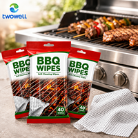 Lingettes jetables Twowell extra larges pour barbecue, lingettes de nettoyage de cuisine pour l'élimination des graisses tenaces, pour plaque de cuisson