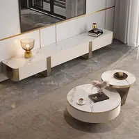 Mesa de chá moderna redonda, metal, luxo, dourado, mesa de chá para sala de estar, mobiliário, tabelas de café de mármore