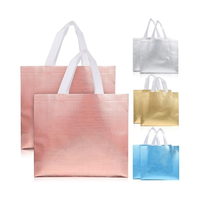 Sac fourre-tout personnalisé tnt éco réutilisable rose doré métallisé laminage paillettes brillant cadeau de Noël non tissé shopping