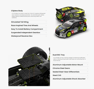 RLAARLO XTS-F10 Coche de Rally <span class=keywords><strong>RC</strong></span> sin Escobillas 1/10 4WD de Fibra de Carbono con ESC Impermeable, Servo Metálico, Diferencial de Acero, Vehículo de Derrape de Alta Velocidad RTR - Product Image 6