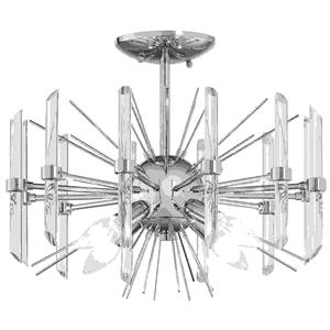Lámpara de Araña Moderna y Opulenta Sputnik con Varillas de Cromo y Cristal, Semi-Colgante |   Iluminación Opulenta para Salón de Banquetes de Hotel y Vestíbulo Premium - Product Image 1