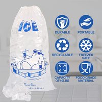 Sacs à glaçons en polyéthylène transparent de qualité alimentaire avec logo personnalisé, sacs à glaçons avec cordon de serrage