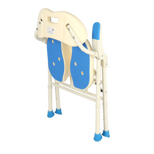 Chaise de douche pliable en alliage d'aluminium FZK, réglable en hauteur, détachable, bleu orange, 58x50x72cm - Product Image 2