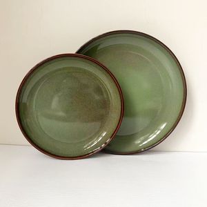 Assiette à steak en céramique, grès, ronde, faite à la main, couleur unie, vaisselle pour restaurant et usage domestique - Product Image 3
