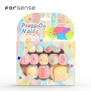 Enfants extra petite taille presse sur les ongles <span class=keywords><strong>bleu</strong></span> couleurs <span class=keywords><strong>pastel</strong></span> filles mignon <span class=keywords><strong>faux</strong></span> ongles Clown conceptions court carré rose enfants ongles conseils - Product Image 2