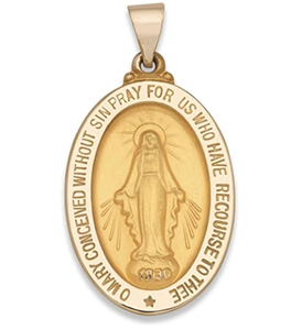 Collier pendentif ovale de <span class=keywords><strong>la</strong></span> vierge marie, or jaune et blanc poli, 1 pièce, 14k, pendentif de médaille, vierge marie - Product Image 4