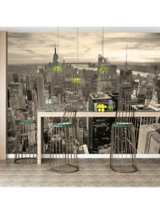 Mural de Pared Moderno Impermeable con Diseño de Paisaje Urbano en Blanco y Negro del Empire State Building, Fácil de Despegar, para Sala de Estar, Oficina, Baño - Product Image 4