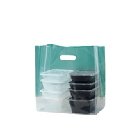 Plateau jetable en plastique à deux compartiments avec logo personnalisé, fermeture éclair, imprimé flexo, pour café, lait, thé, salade, sushi, en carton recyclable en PEHD