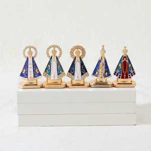 Vintage katholieke godin Apareshida religieus metaal handwerk ornament verguld voor bruiloft verjaardag bureaudecoratie - Product Image 1