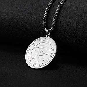 Collar con colgante de <span class=keywords><strong>ojo</strong></span> de Ra <span class=keywords><strong>Horus</strong></span> para hombre, de acero inoxidable, largo, Vikingo - Product Image 1