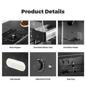 Cafetera Integrada MDK para Uso Doméstico, Pantalla Inteligente con Vibración, Máquina Semiautomática para el Hogar - Product Image 3