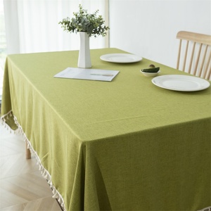 High Quality Tassel <b>Tablecloth</b> Nonwoven Modern Waterproof Floral Printed Square Faux Linen Texture Wrinkle-Free Home <b>Party</b> - Product Image 5