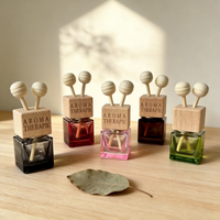 Diffuseur de parfum pour voiture en verre avec bouchon en bois de luxe, capacité 8ml/10ml, avec impression sérigraphique et marquage à chaud