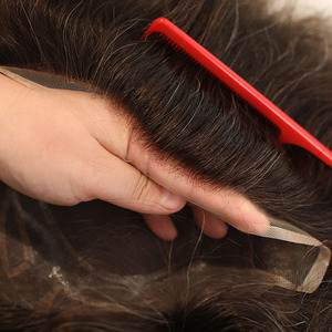 Sistema de cabello humano con mono top y encaje francés frontal para hombres, ligeramente ondulado, línea de cabello invisible, 4 ojos. - Product Image 2