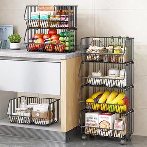 Paniers de rangement rotatifs support empilable panier en métal organisateur de cuisine étagère de rangement Cube fruits légumes organisateur chariot chariot - Product Image 3