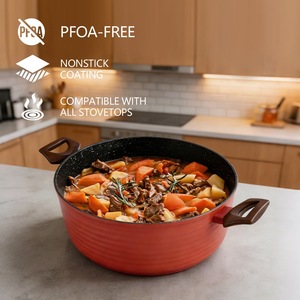 Winning Star 3-Piece Cookware <b>Set</b> Non-Stick Red With Lids For Cooking Stir Frying Steaming Stewing - Product Image 3