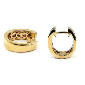 Perfect Fit Comfortable Design 18k Yellow Gold High Quality Round Diamond Jewellery Hoops Statement Earrings for Party - Product Image 3
