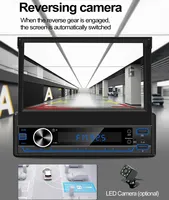 Lecteur MP5 universel 1Din pour voiture, autoradio avec écran tactile rétractable électrique de 7 pouces, avec Apple Carplay sans fil, Android Auto, musique BT